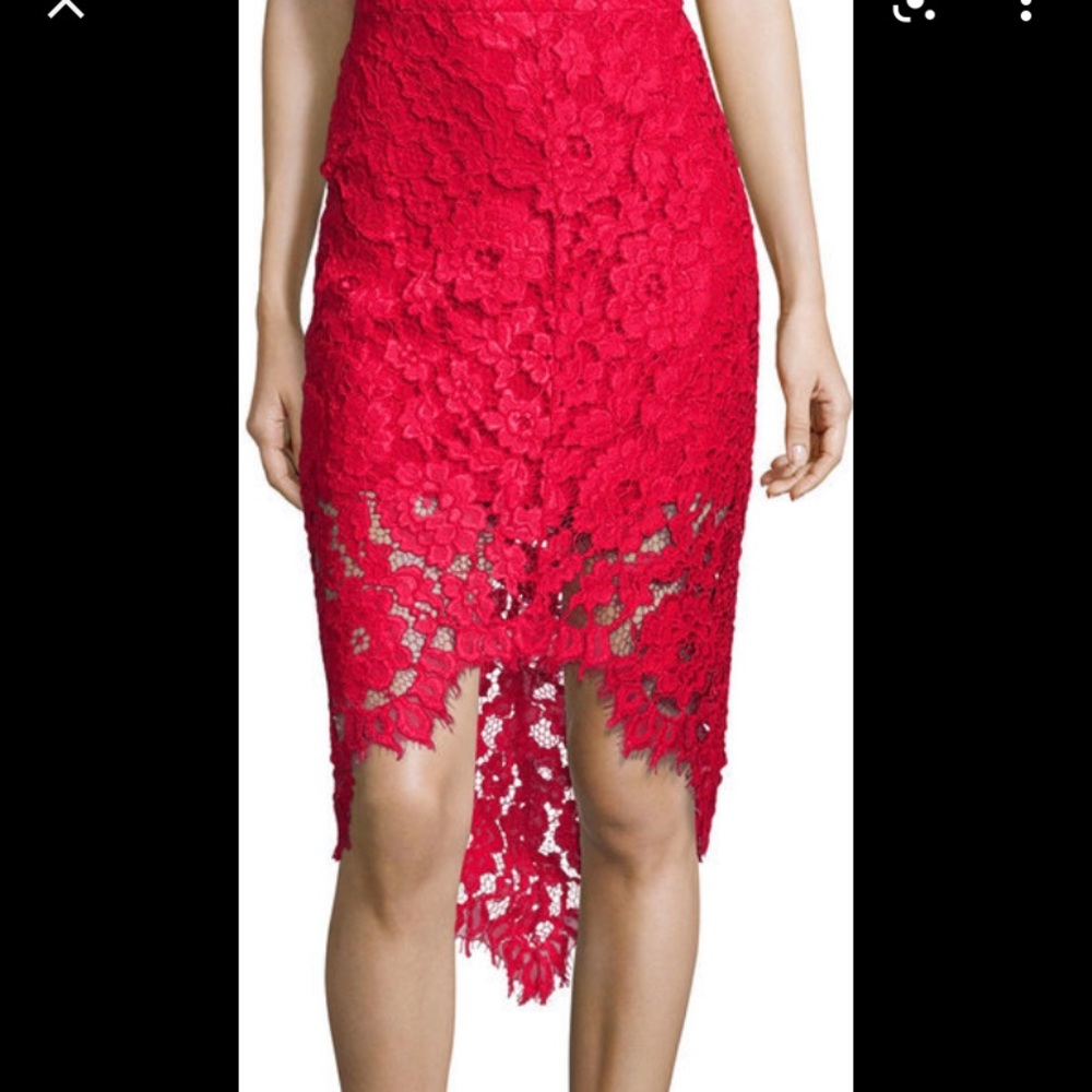 Alexis Red Lace High Low Skirt